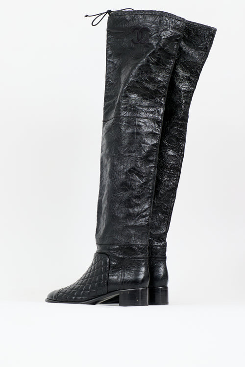 Chanel 2018 Leather CC Thigh Boot