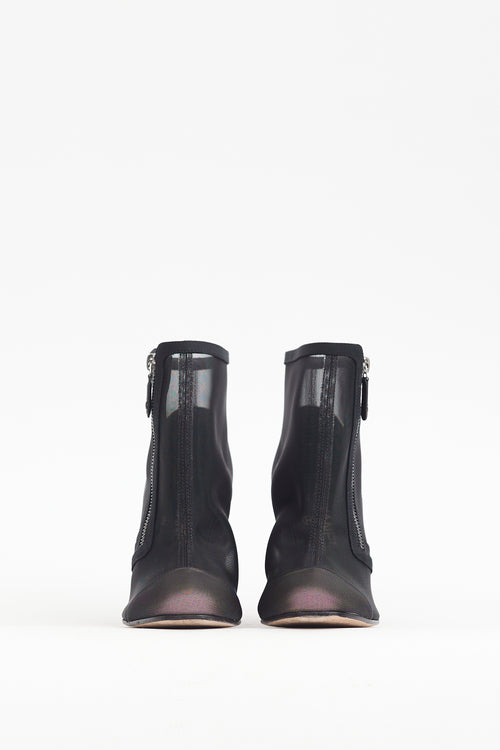 Chanel Cruise 2020 Black Mesh & Quilted Leather CC Boot