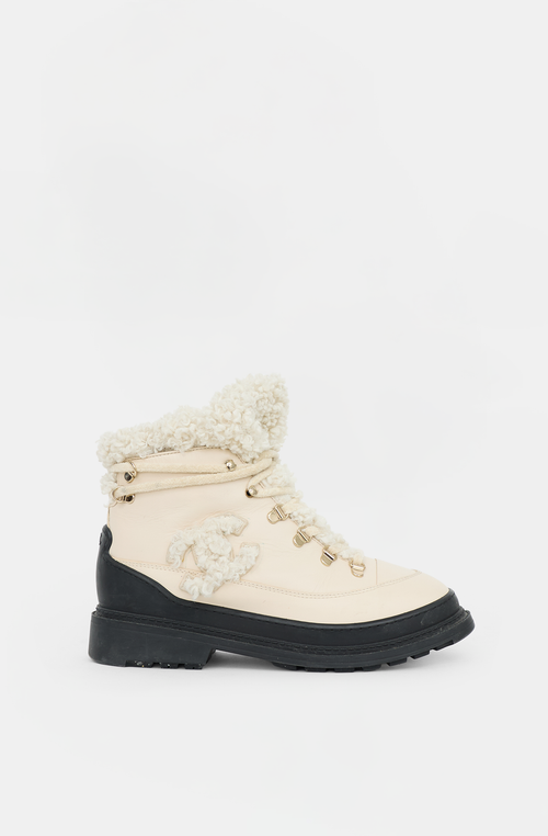 Chanel 2020 Leather & Shearling CC Boot