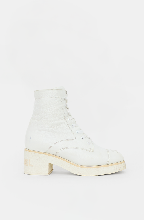 Chanel 2021 Leather CC Combat Boot