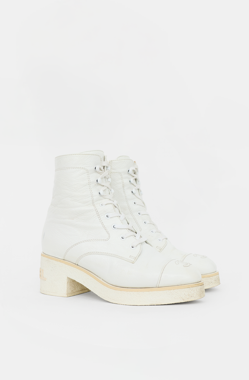 Chanel 2021 Leather CC Combat Boot