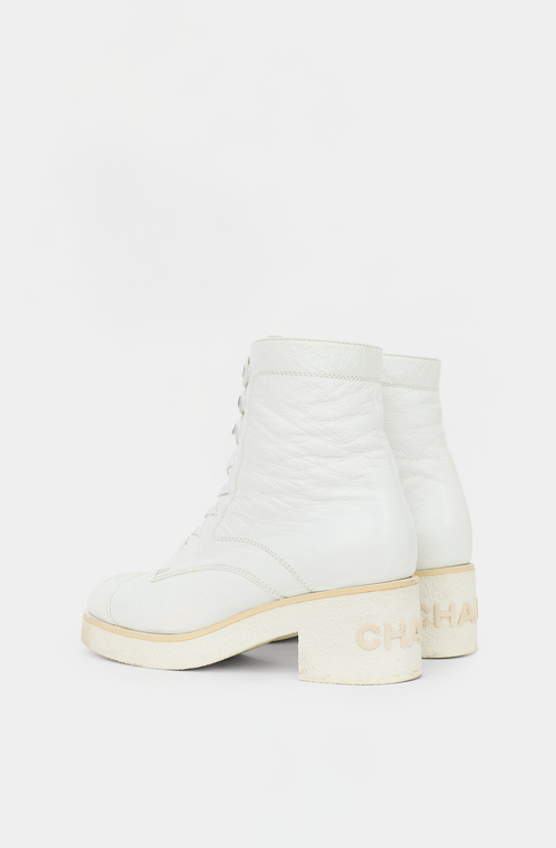 Chanel 2021 Leather CC Combat Boot