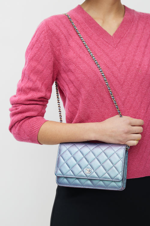 Chanel 2028 Blue & Purple Iridescent Wallet On Chain Bag