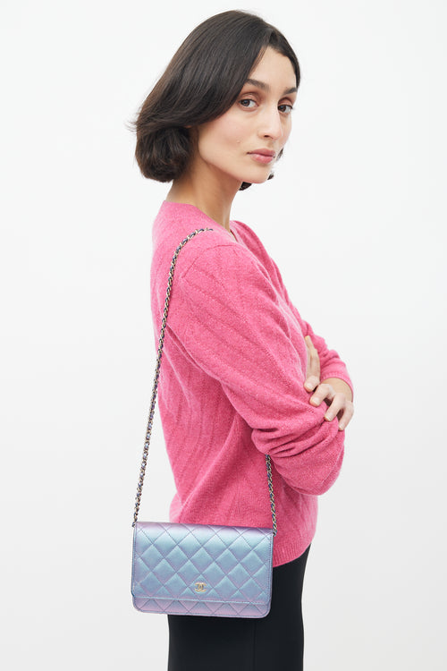 Chanel 2029 Blue & Purple Iridescent Wallet On Chain Bag