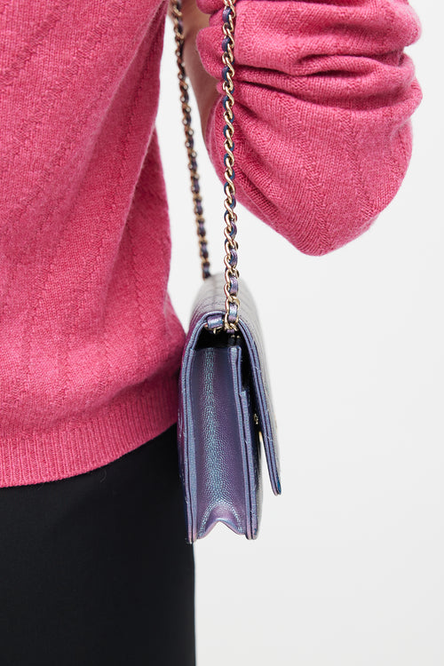 Chanel 2031 Blue & Purple Iridescent Wallet On Chain Bag