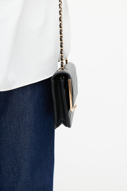2023 Black & Rose Gold Quilted Wallet On Chain