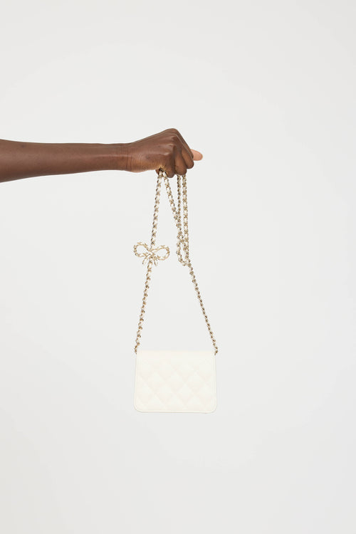 Chanel 2023 Caviar Bow Mini Wallet On Chain Bag