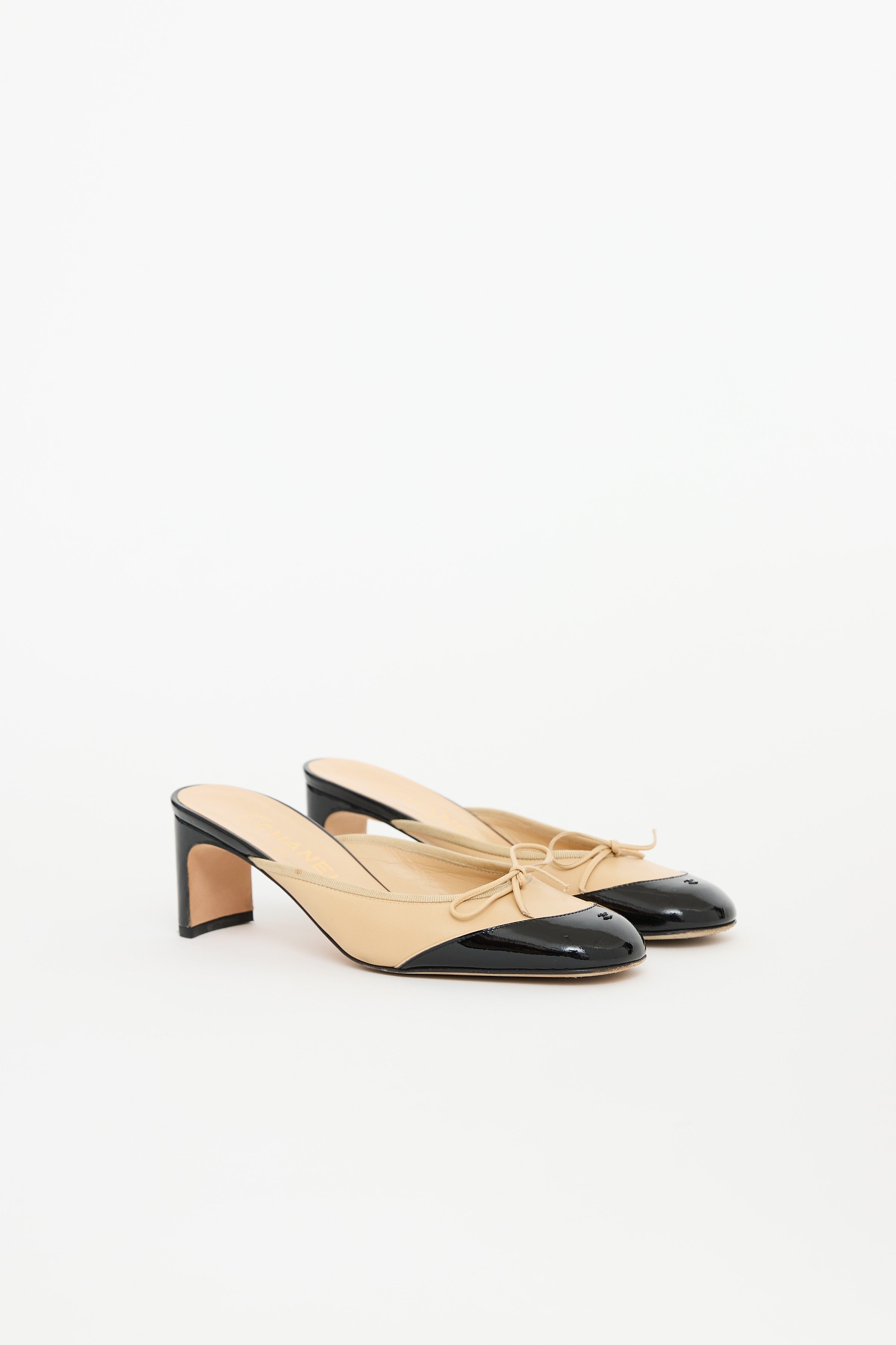 Leather Cap Toe Bow Mule