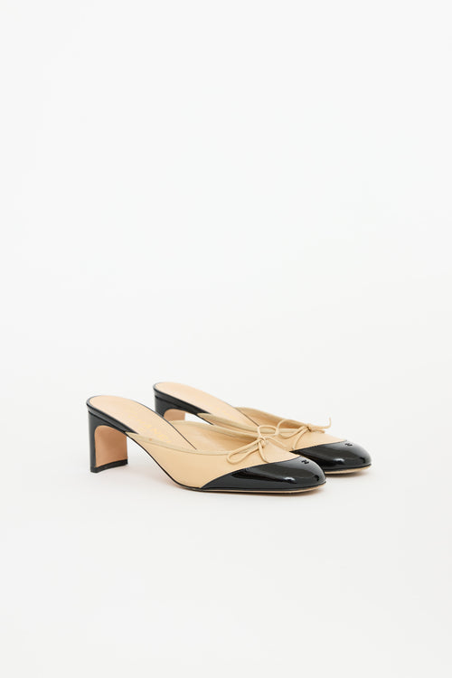 Leather Cap Toe Bow Mule