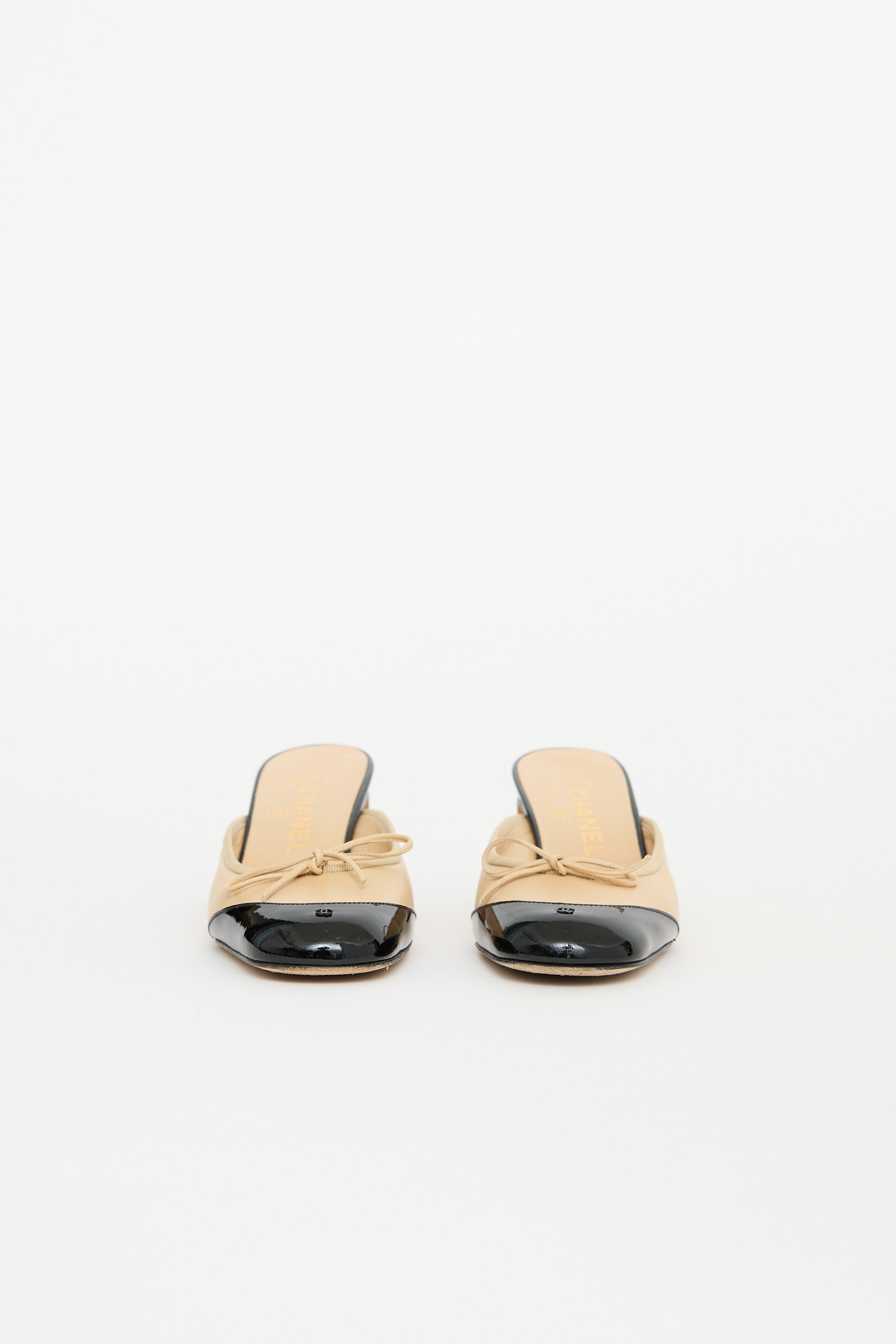 Leather Cap Toe Bow Mule