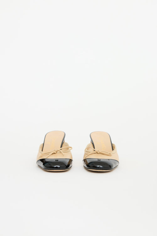 Leather Cap Toe Bow Mule