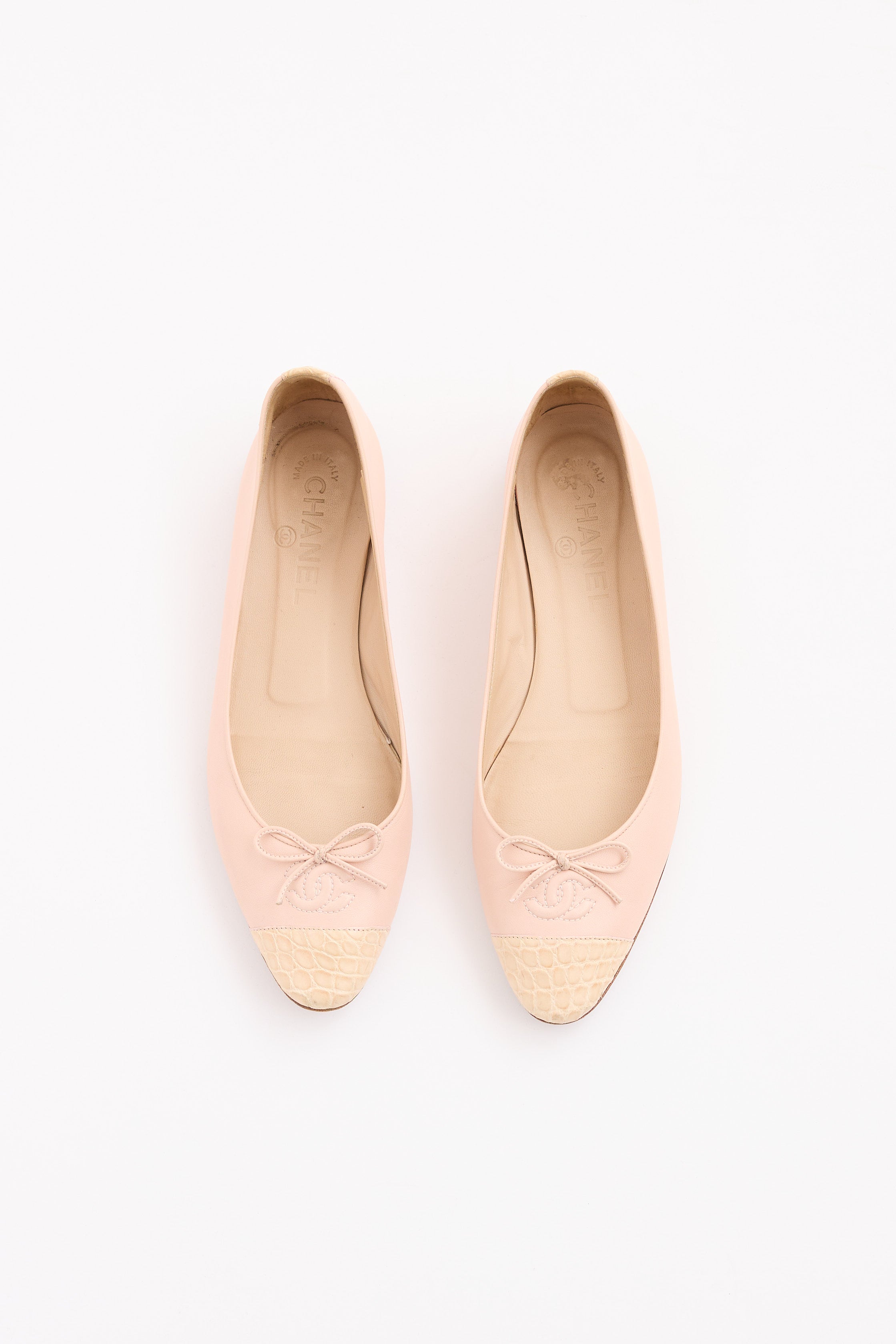 Chanel Embossed Cap Toe Flat