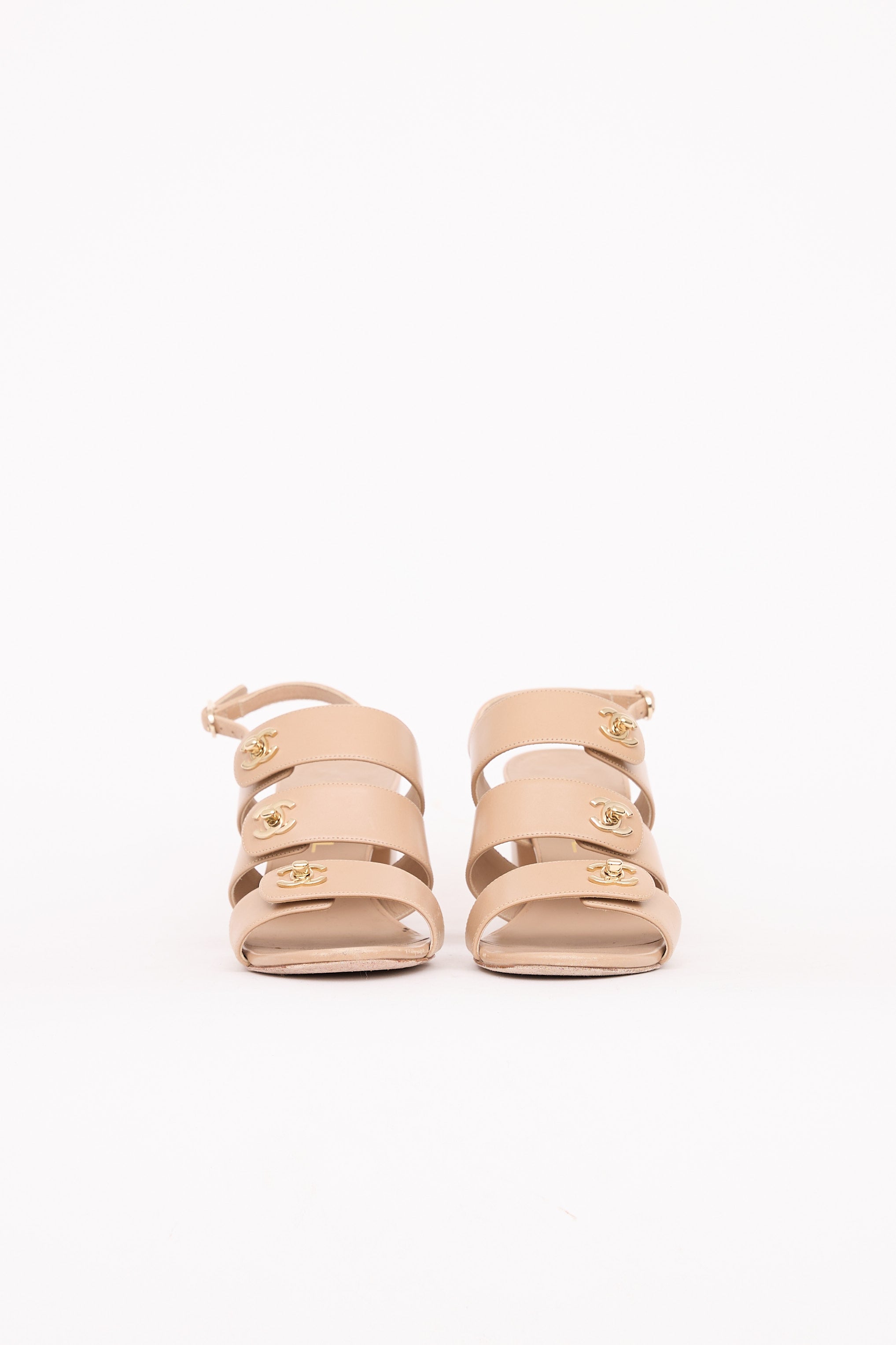 ChanelLeather CC Turnlock Strap Sandal