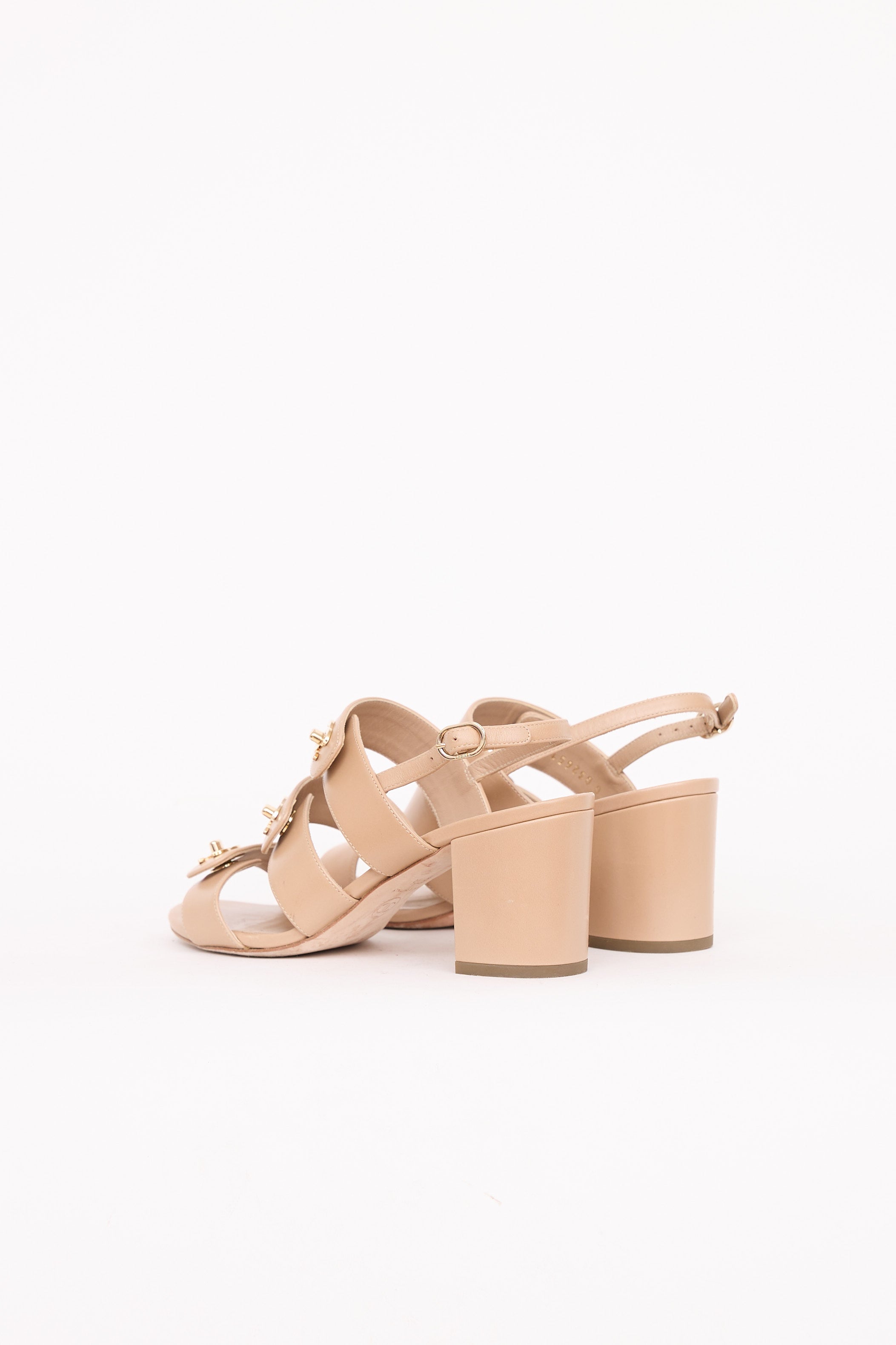 ChanelLeather CC Turnlock Strap Sandal