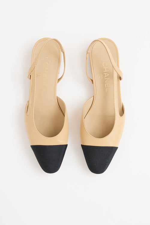 Chanel Cap Toe Slingback Flat