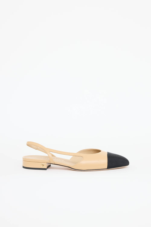 Chanel Cap Toe Slingback Flat