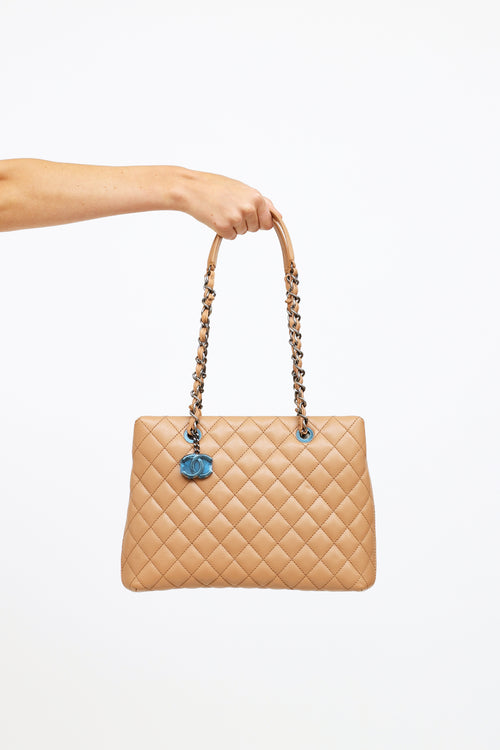 Chanel 2015/16 Beige Caviar Small Shopping Tote Bag
