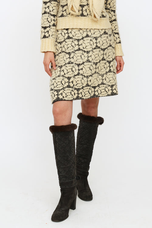 FW 2001 Camellia Knit Wool Skirt