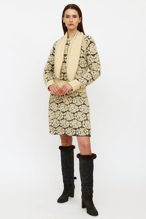 FW 2001 Camellia Knit Wool Skirt