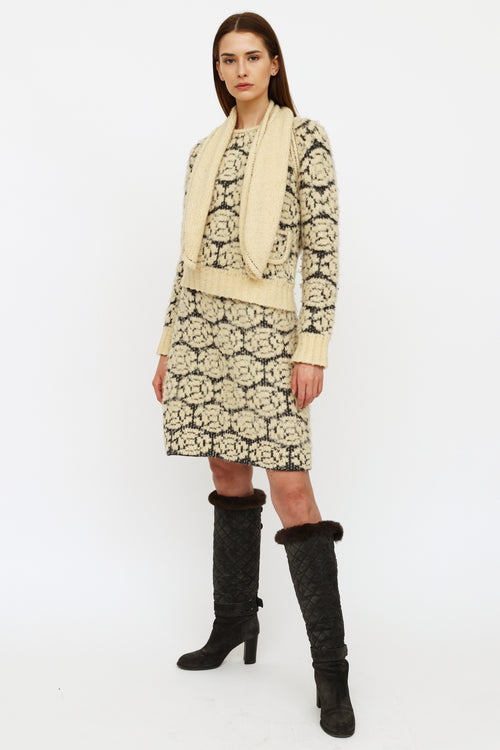 FW 2001 Camellia Knit Wool Skirt