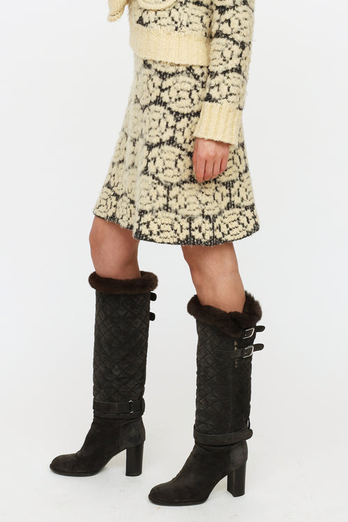 FW 2001 Camellia Knit Wool Skirt