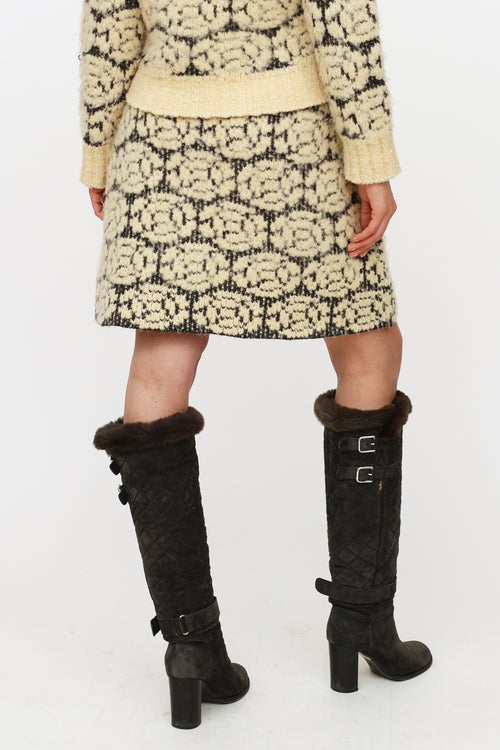 FW 2001 Camellia Knit Wool Skirt