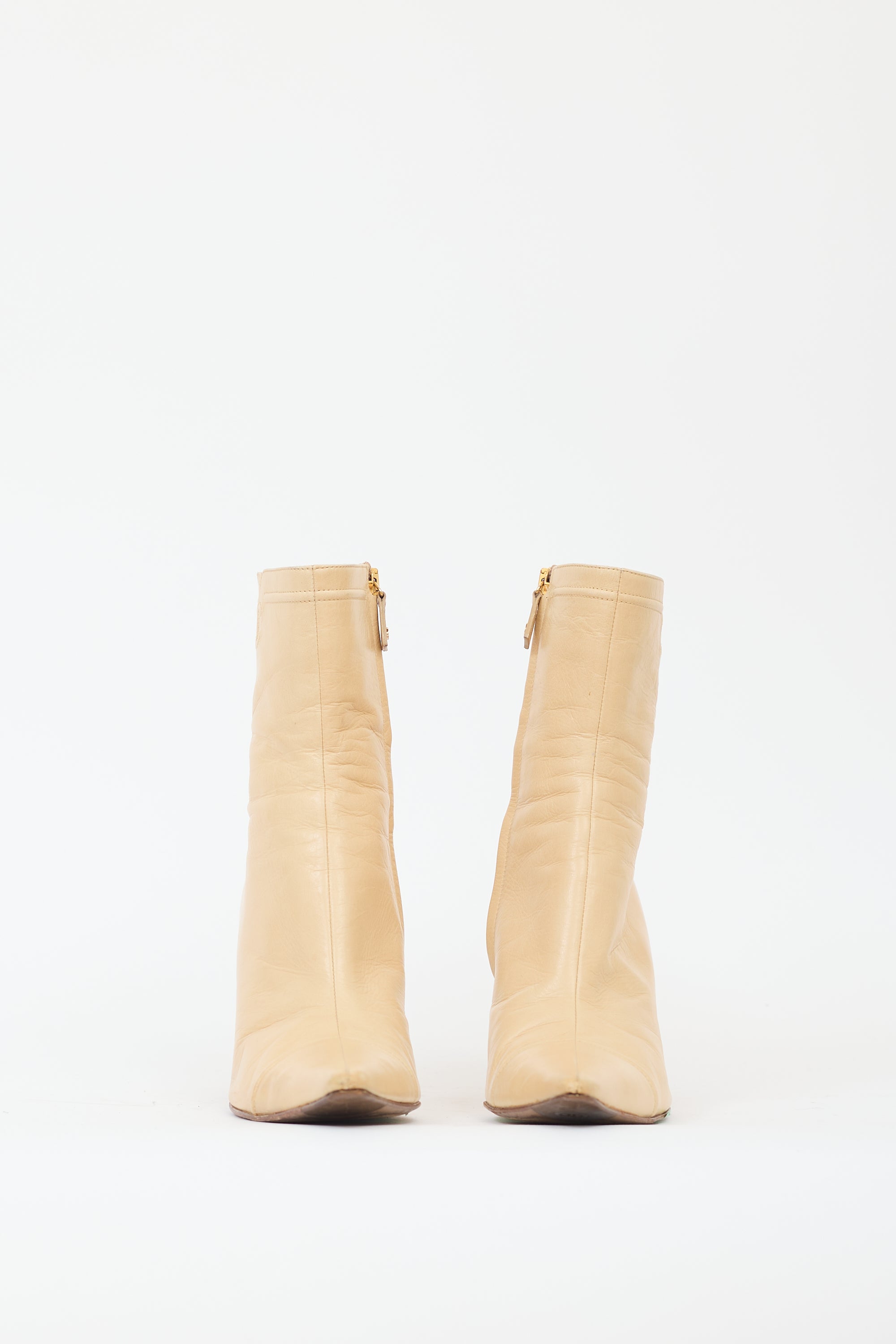 Chanel Cream Leather CC Ankle Boot