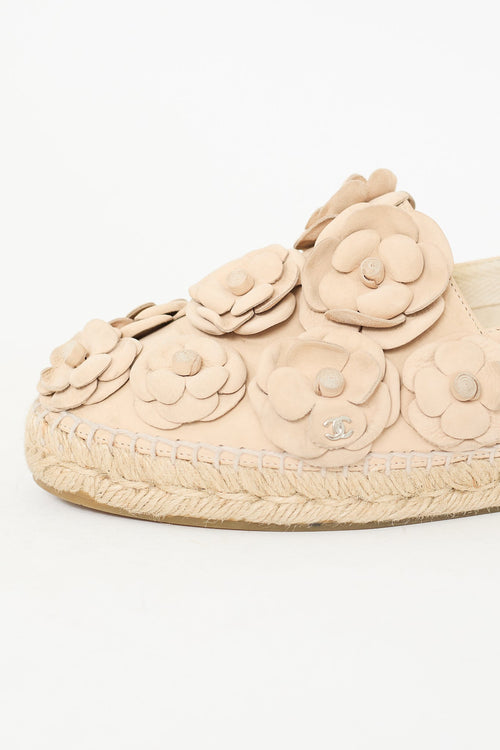 Chanel Beige Suede Camellia CC Espadrille Sneaker