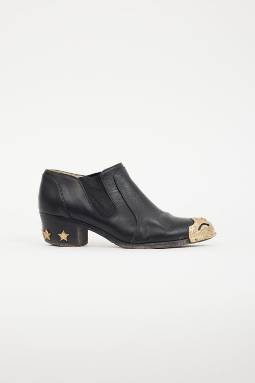Chanel Black & Gold Leather Bootie