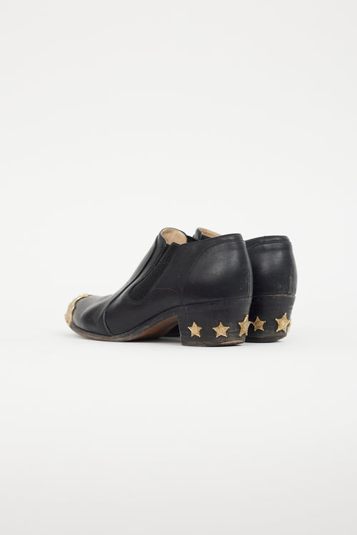Chanel Black & Gold Leather Bootie