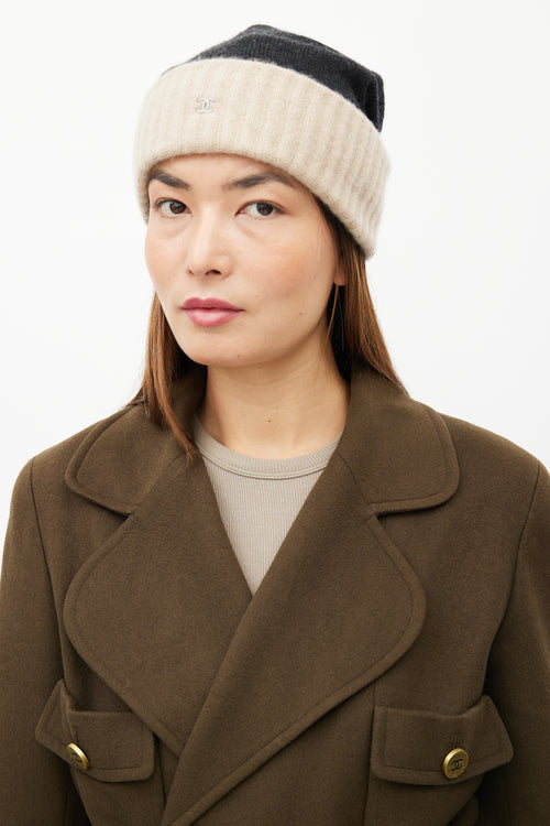 Chanel Black & Beige Cashmere Beanie