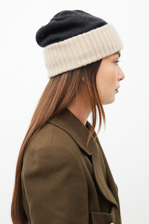 Chanel Black & Beige Cashmere Beanie