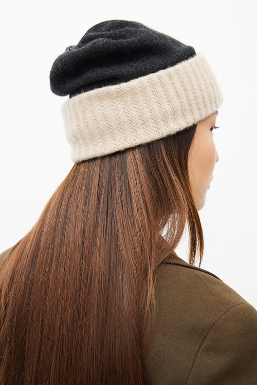 Chanel Black & Beige Cashmere Beanie