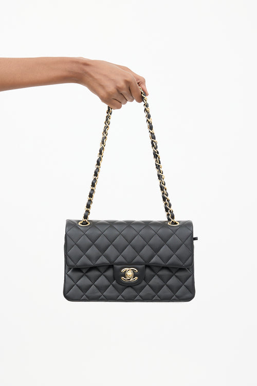 Chanel Black Leather Small Double Flap Bag