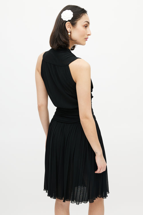 Chanel Black Gathered Sleeveless Dress