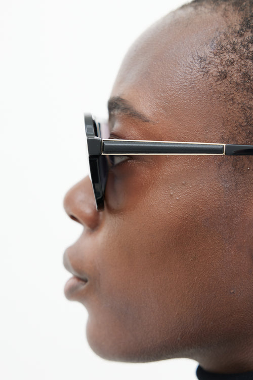 Chanel Black & Gold 5436-Q Aviator Sunglasses