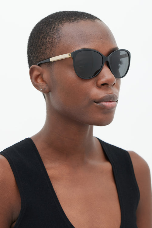 Chanel Black & Beige 5225-Q Round Sunglasses