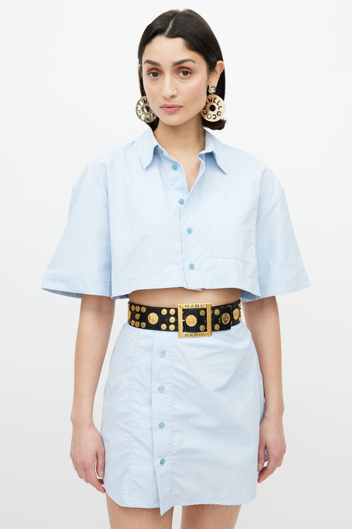 Chanel Black & Gold Coin Leather Belt