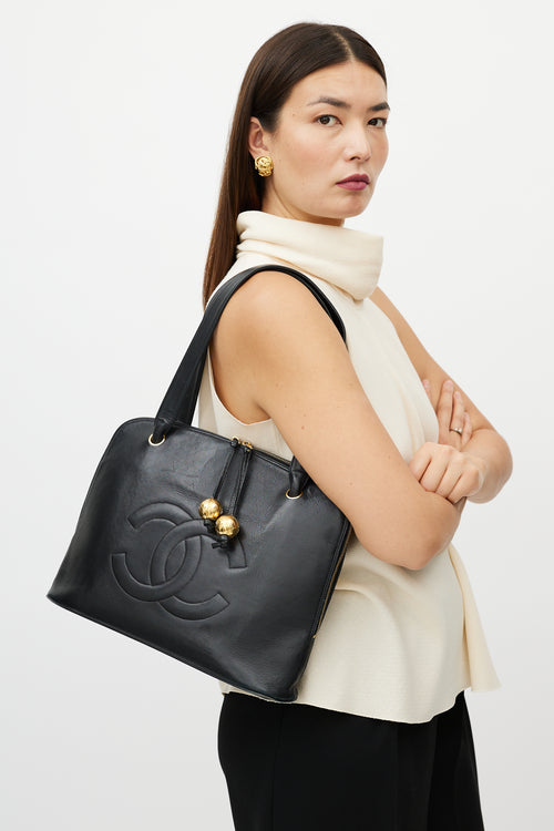 Chanel Black & Gold Dome CC Leather Bag