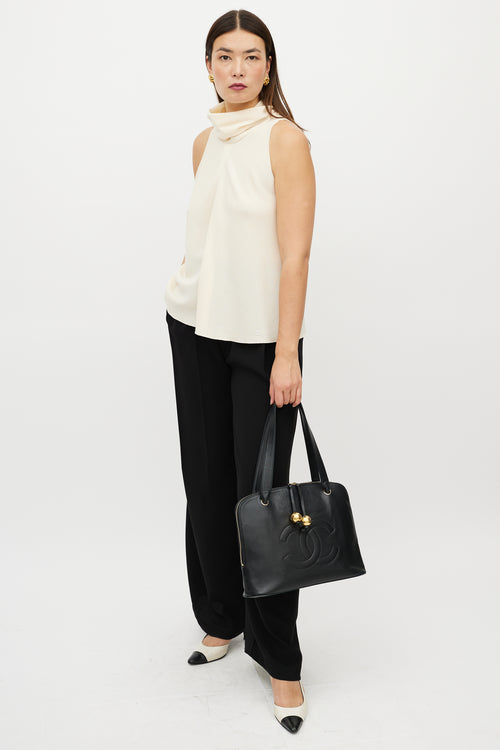 Chanel Black & Gold Dome CC Leather Bag