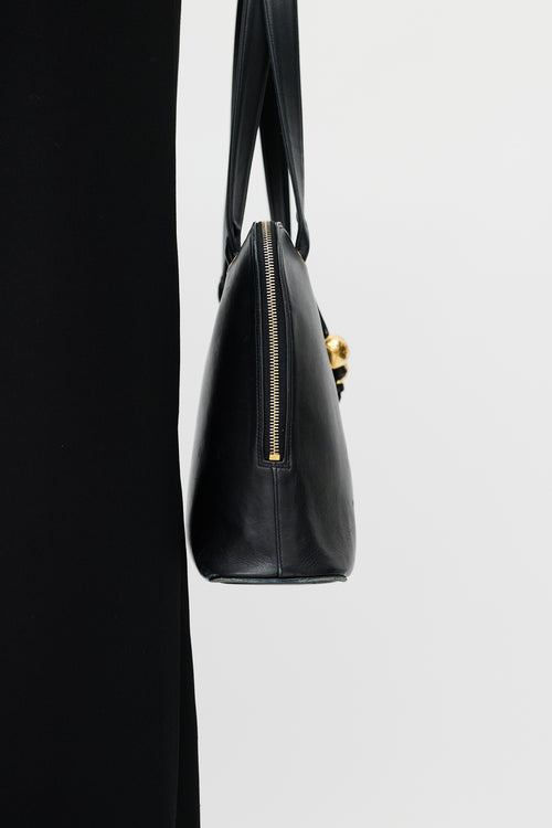 Chanel Black & Gold Dome CC Leather Bag