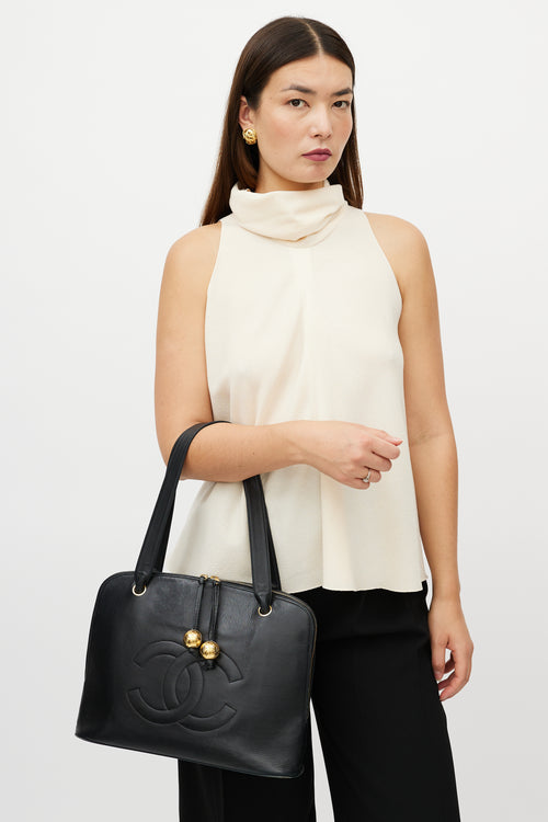 Chanel Black & Gold Dome CC Leather Bag