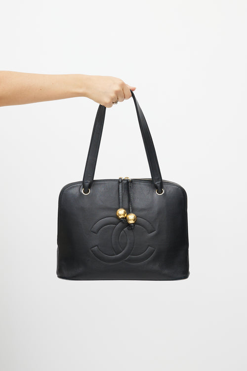 Chanel Black & Gold Dome CC Leather Bag