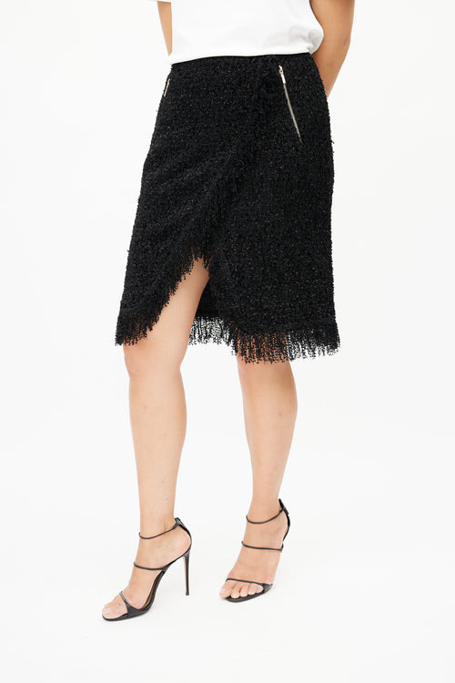 Chanel Black & Gold Tweed Pencil Skirt