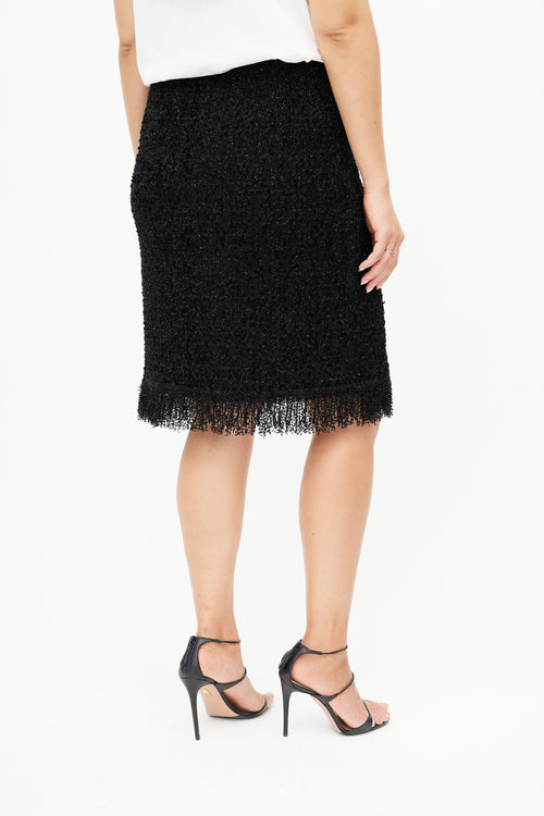 Chanel Black & Gold Tweed Pencil Skirt