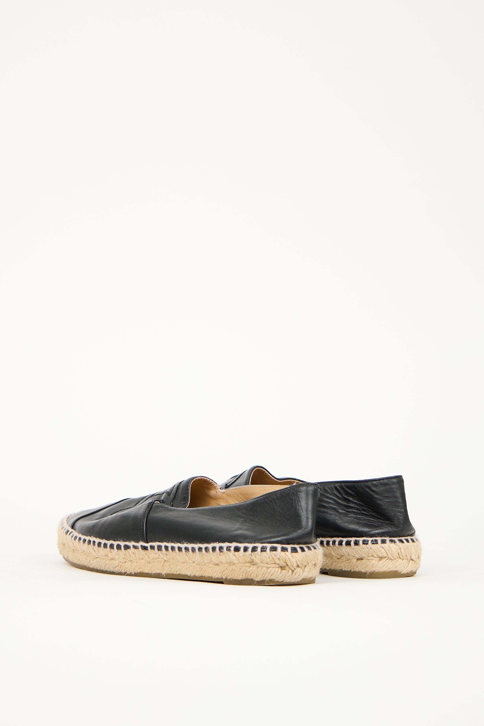 Chanel Black Leather CC Espadrille
