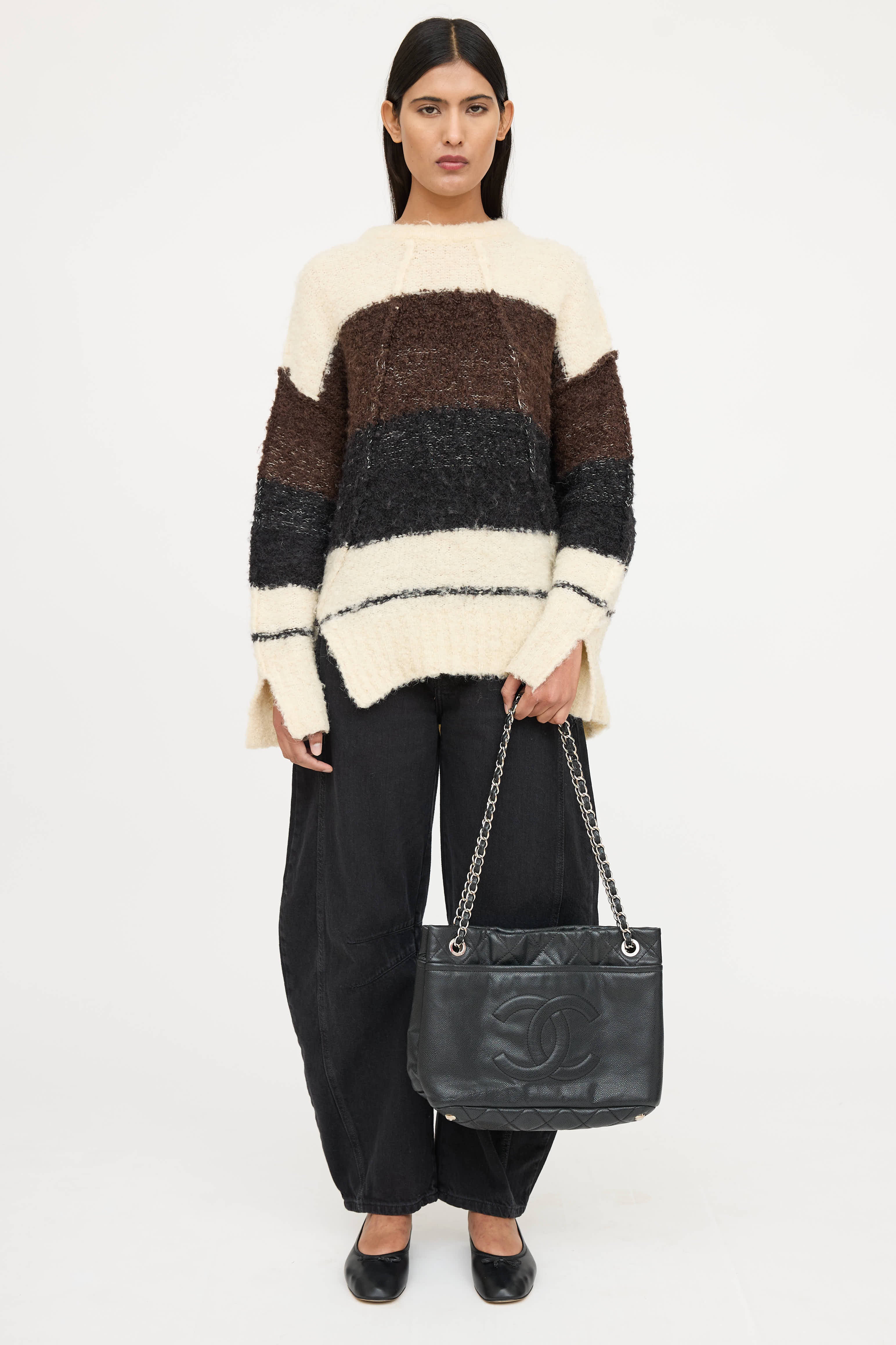 Chanel 2009 Leather Timeless Soft Shopper Tote Bag