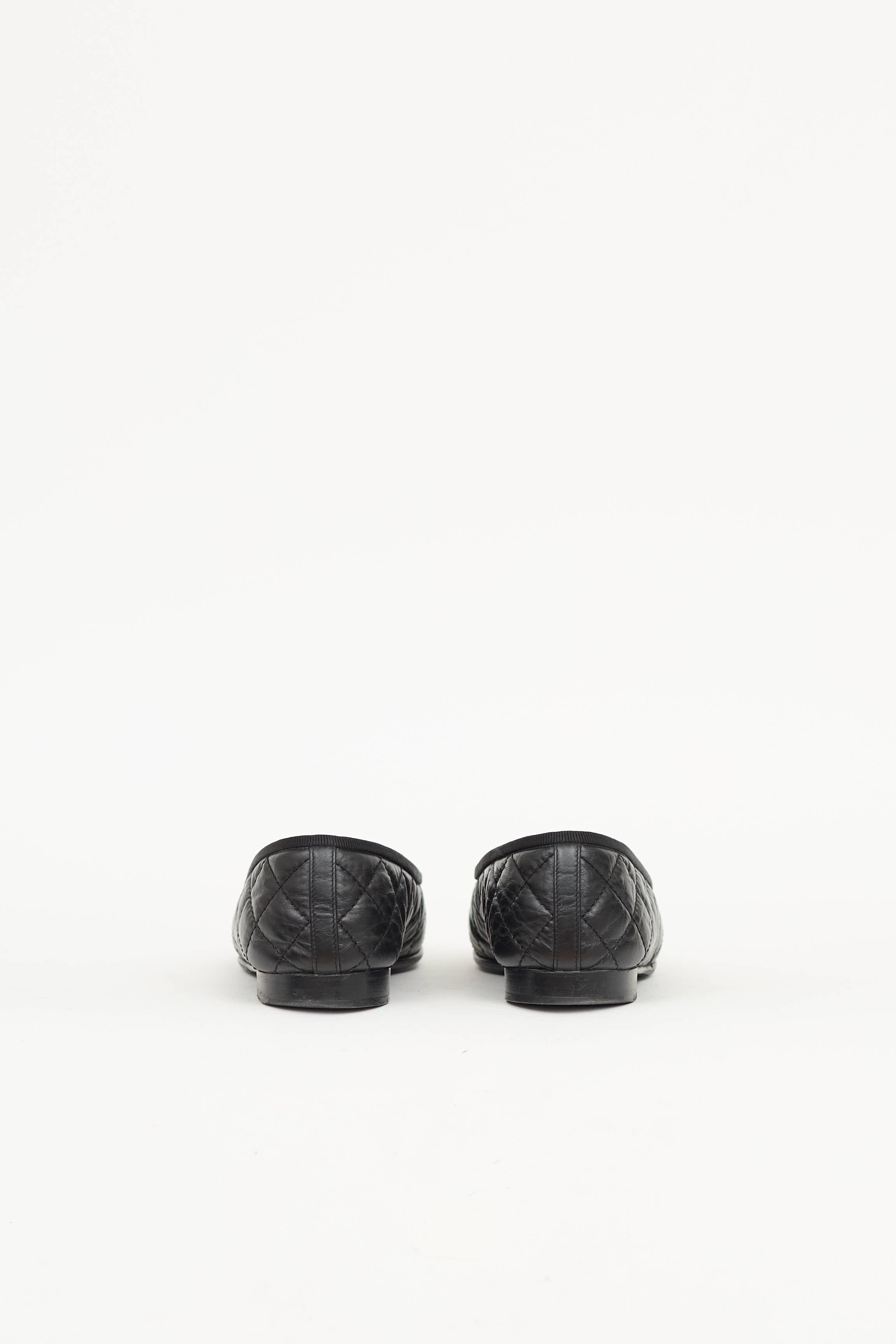 Chanel Leather Quilted CC Ballet Flat