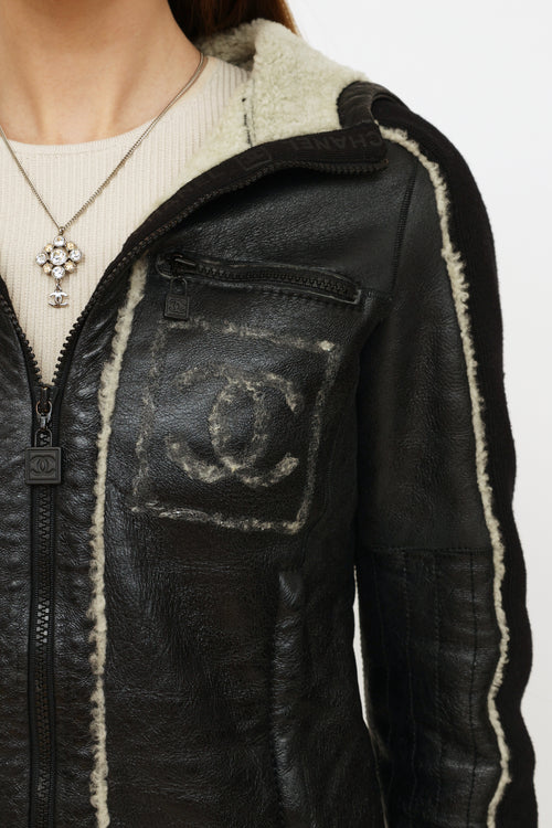 Chanel Black Leather & Shearling Jacket