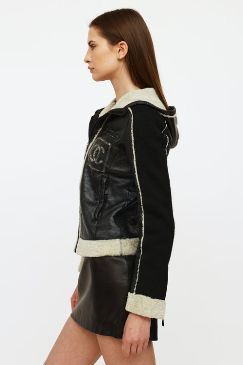 Chanel Black Leather & Shearling Jacket